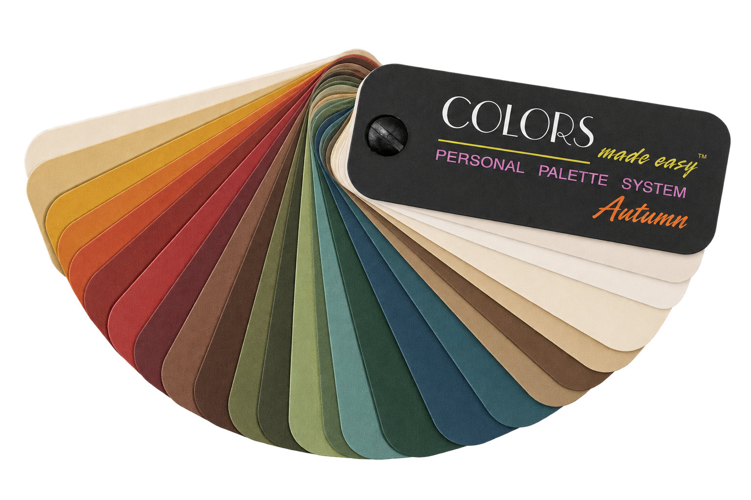 Autumn personal color palette shown as an open fan
