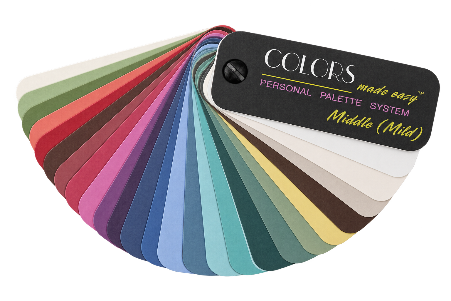 Middle (Mild) personal color palette shown as an open fan