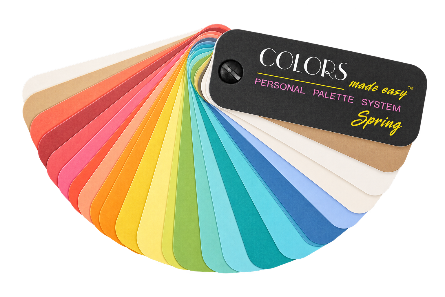 Spring personal color palette shown as an open fan