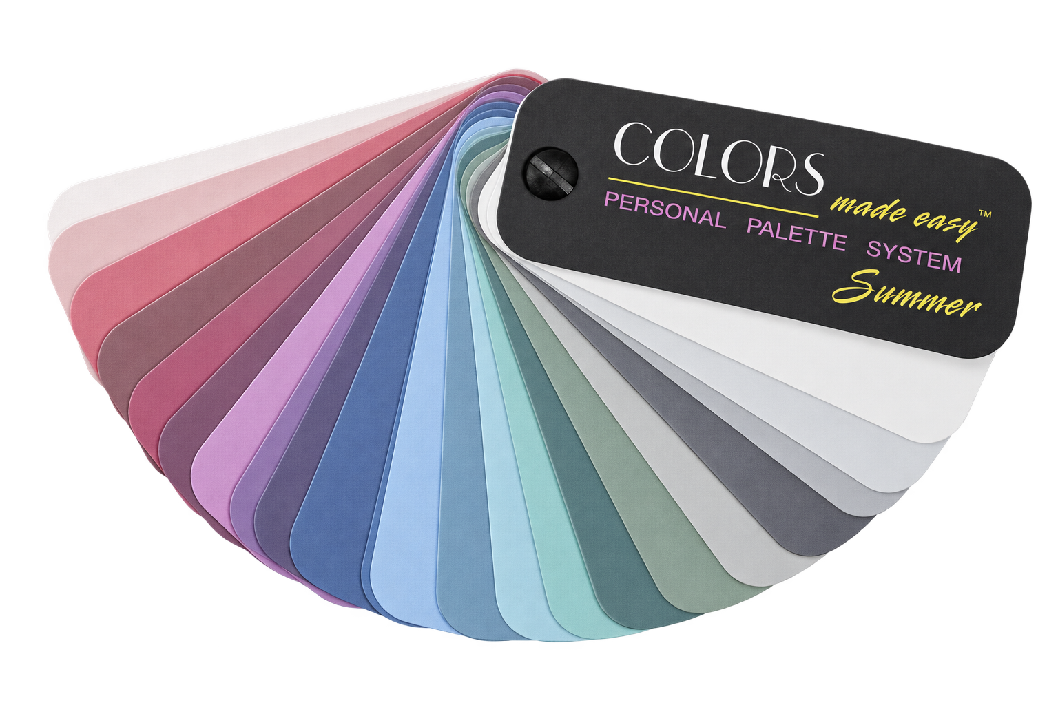 Summer personal color palette shown as an open fan