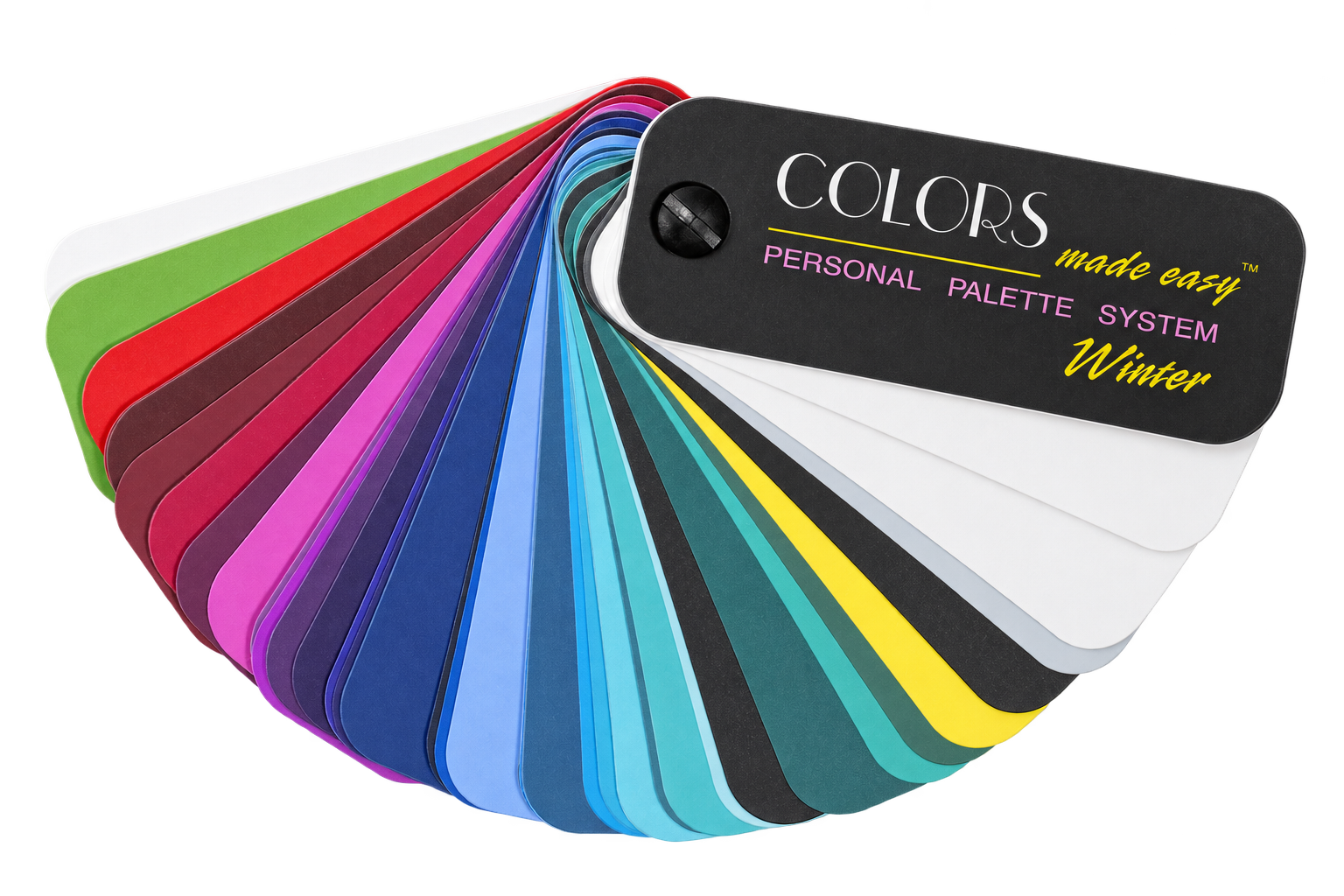 Winter personal color palette shown as an open fan